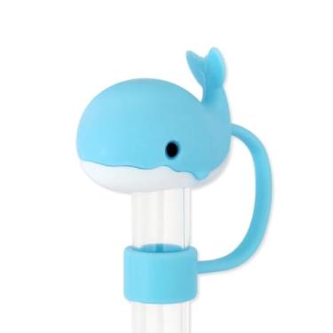 Imagem de Capa de palha de baleia azul para copo Stanley de 40 e 850 g, tampa de cobertura de palha de silicone de 10 mm para acessórios de copo Stanley, bonito topo de palha para copos, tampa de palha para