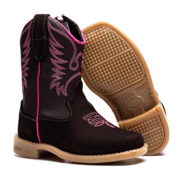 Imagem de Bota Texana Infantil Menina - Bota em Couro Rosa - Country Ana Castela - Botina para Bebê - Cano Longo com Ziper (23, BR, Criança de 9 a 12 anos, Numérico, 32)