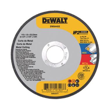 Imagem de Disco De Corte Fino 4.1-2 Pol 115x1.6x22mm Dewalt Dw84402 Kit 10 Unidades