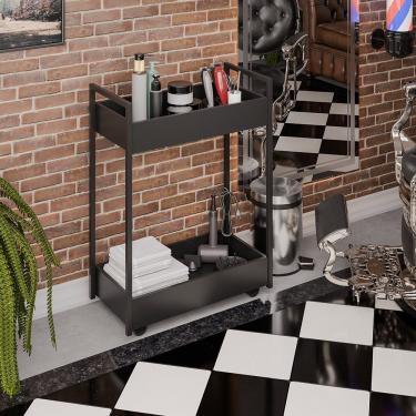 Imagem de Carrinho De Apoio Estética Salão Industrial 2 Prateleiras Orla Pret M13 - D'rossi Preto