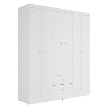 Imagem de Guarda Roupa Solteiro Versa 6 Portas Branco Rosa Fosco - Kits Paraná
