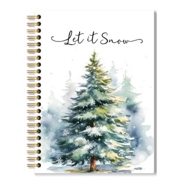 Imagem de Vgrti Caderno espiral Let It Snow para escritório escolar, caderno de árvore de Natal, diário de floresta de inverno, presentes de aniversário de Natal de inverno para mulheres, homens, amigos