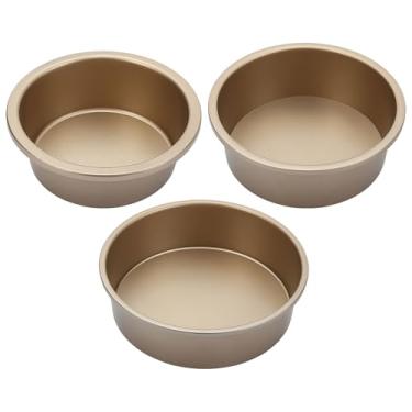 Imagem de Fundo removível 4 6 20 cm formas de bolo, 3 peças antiaderentes de aço carbono conjunto de assadeira redonda, kit de utensílios de cozinha com acabamento preto, bolo de esponja de chiffon Cheesecake