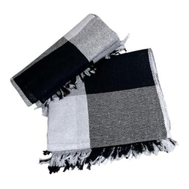 Imagem de Mantas para algodão, tamanho 2,10x1,20, beleza e conforto para sua casa.manta para sofá,capa para sofá(Preto c/Branco)