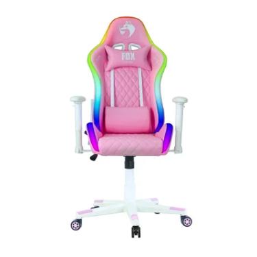 Imagem de Cadeira Gamer Fox Racer, Até 130kgs, RGB, Com Iluminação LED, Ângulo de 180 Graus, Rosa