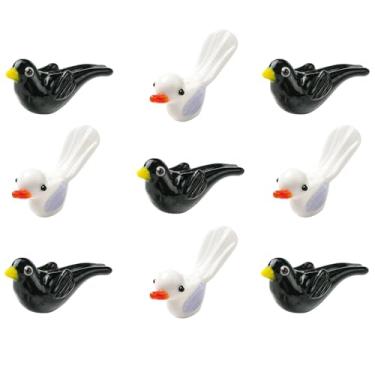 Imagem de UR URLIFEHALL 10 peças, 2 cores, contas 3D de pássaros, feitas à mão, com espaçador de animais fofos, para artesanato, pulseira, brinco, colar, joias