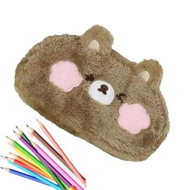 Imagem de Estojo de lápis de urso fofo, estojo de urso de pelúcia - Estojo de lápis de grande capacidade | Saco criativo do caso do lápis do urso, caixa do malote dos artigos de papelaria da grande capacidade d