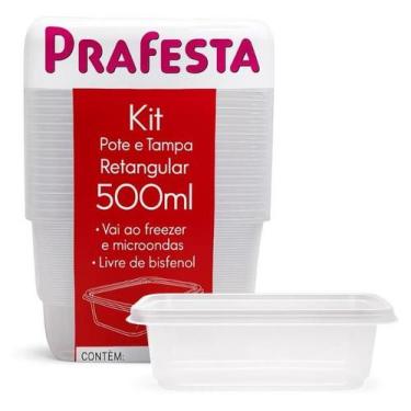 Imagem de Pote descartavel plastico com tampa marmita vasilha congelamento freez