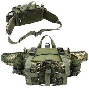 Imagem de MYDAYS Bolsa de armazenamento na cintura com garrafa de água, pochete leve para uso ao ar livre para equipamentos e equipamentos de pesca (camuflagem verde)