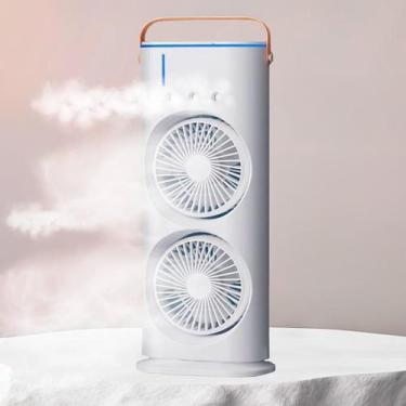 Imagem de Ventilador Torre Usb Duplo Potente Mesa Led Resfriamento - Climatiza