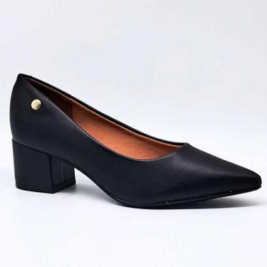 Imagem de Scarpin Feminino Vizzano Salto Grosso Baixo Estilo 1220.315, Preto, 36
