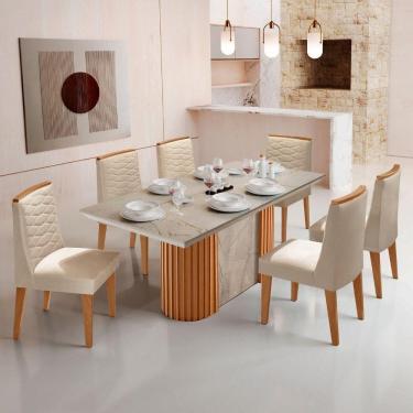 Imagem de Mesa De Jantar Aspen 180cm Tampo Bp Canto Reto 6 Cadeiras