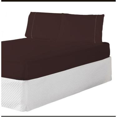 Imagem de Jogo de Cama Casal Padrão 3 Peças Laura Percal 200 Fios, Marrom