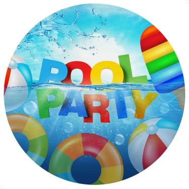 Imagem de Painel Redondo Sublimado 1,5M Festa Tecido Elás - Pool Party