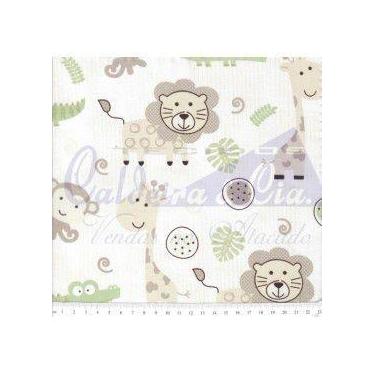 Imagem de Tecido Tricoline África Bege com Verde - Tecidos Caldeira - Ideal para