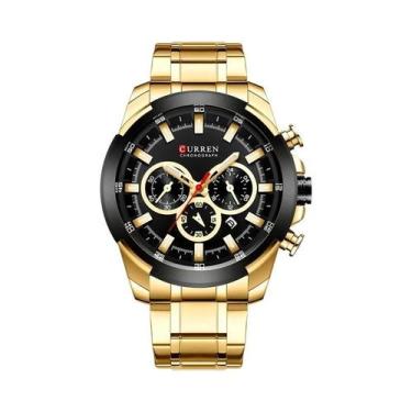 Imagem de Relógio Esportivo Cronógrafo Dourado Para Homens CURREN Luxuoso Milita