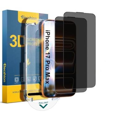 Imagem de Elecshion Protetor de tela de privacidade de cobertura total para iPhone 17 Pro Max, protetor de tela de vidro temperado anti-espião para iPhone 17 Pro Max (6,9 polegadas), sem bolhas, (compatível com