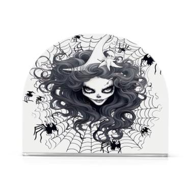 Imagem de Wassud Porta-guardanapos acrílico Happy Halloween Dispensador de guardanapos de papel para mesa, cozinha, sala de jantar, bancada 1 peça (comporta 50-60 guardanapos)