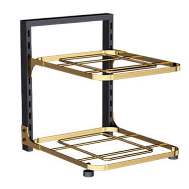 Imagem de Rack organizador de panelas e frigideiras ajustáveis para cozinha, suporte de panelas de chão, organizador resistente para panelas de ferro fundido (uma cor - 2 camadas