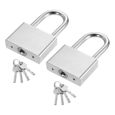 Imagem de PATIKIL Trava resistente de 58 mm, cadeado de alta segurança de aço de liga de 2 peças com 8 chaves para janela de porta de armazenamento de contêiner de transporte de armazém (H: 83 mm