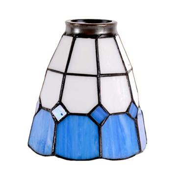 Imagem de Cúpula de abajur de 5 polegadas, estilo Tiffany, em vitral mediterrâneo, com encaixe para luminárias pendentes, de teto e de parede, na cor azul.