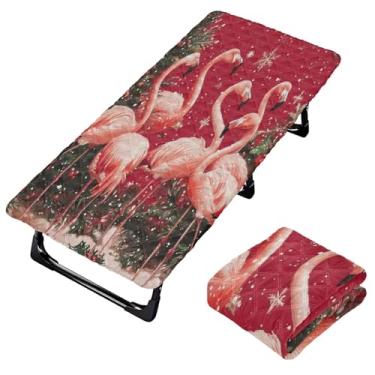 Imagem de Burbuja Lençol de berço de flamingo de Natal para crianças, lençol de cochilo acolchoado portátil com faixa elástica para meninas e meninos, lavável na máquina, 63,5 x 127 cm
