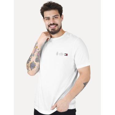 Imagem de Camiseta Tommy Hilfiger Masculina Regular Small Crest Outline Branca T