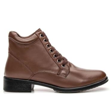 Imagem de Coturno Bota Feminina em Couro Legítimo com Amarração (Tabaco, BR, BR, Adulto, Numérico, 40)