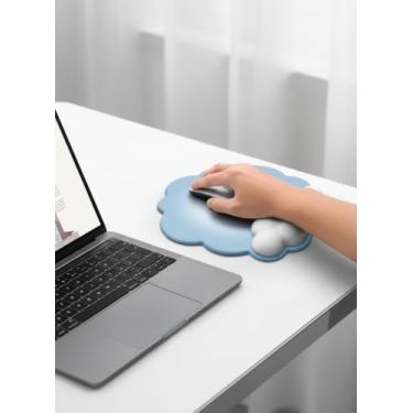 Imagem de Mouse pad ergonômico para mesa de escritório, almofada de gel antiderrapante - azul