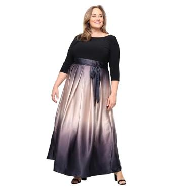 Imagem de S.L. Fashions Vestido de festa longo sem mangas plus size de cetim com bolsos, Preto/champanhe, 52