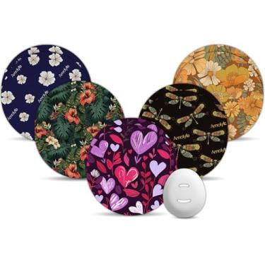 Imagem de Adesivos Dexcom G7, pacote com 10 adesivos Amolyfe Dexcom Stelo, à prova de batidas com tampa rígida, impermeável, respirável, adesivo médico, proteção CGM de 10 dias (novo coração)