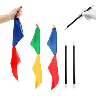 Imagem de Xfunjoin Stage Illusion Magic Tricks Set: 4-Piece Professional Prop Bundle with Color Changing Scarves &Auto Rising Wands