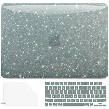 Imagem de AKIT Capa compatível com MacBook Air de 13 polegadas 2025 2024 2022 M4/M3/M2 A3240 A3113 A2681, design perolado brilhante, protetor de tela e capa de teclado para MacBook Air de 13,6 polegadas, verde