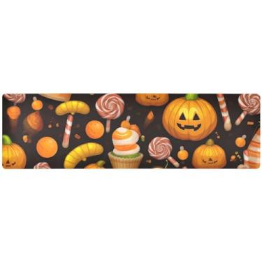 Imagem de Tripé de mesa longo de doces de Halloween, almofada de mesa à prova de calor, decoração de mesa