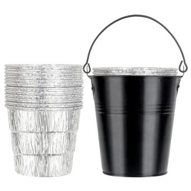 Imagem de ZLjoint Balde de gordura para gotejamento com 20 conjuntos de forros de balde descartáveis de alumínio para a maioria das grades de madeira