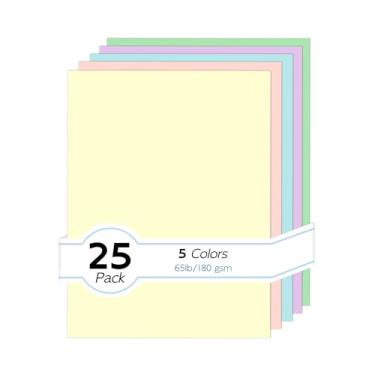 Imagem de Cartolina colorida, 5 cores, Goefun 29,5 kg, 8,5 x 11, papel de construção pastel, cores sortidas, perfeito para artesanato, cartões faça você mesmo, álbuns de recortes