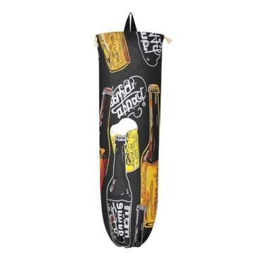 Imagem de Cerveja com suporte de sacola de compras vermelha, armazenamento de sacolas plásticas, bolsa organizadora de parede, 1 pacote