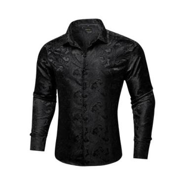 Imagem de Camisa De Casamento Prom De Manga Longa Em Poliéster Luxuosa Com Estam