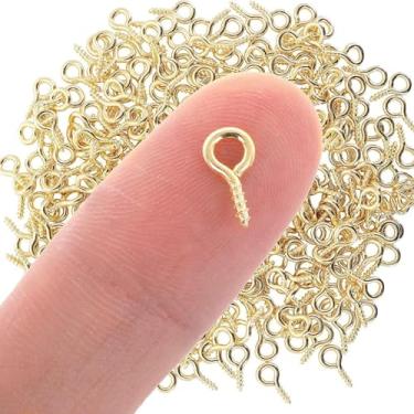 Imagem de 100 peças de pequenos pinos e ganchos para fabricação de joias - fechos dourados e parafusos de unhas de ovelha