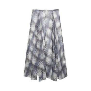 Imagem de Saia Feminina De Cintura Alta Com Estampa De Cobra Casual Moda Midi Ve