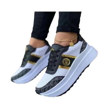 Imagem de Tênis Feminino Casual Moderno Com Cadarço, Sola Plana, Colorido E Vulc