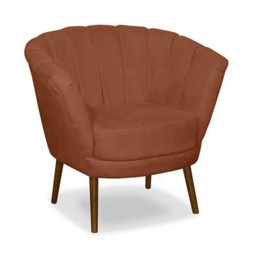 Imagem de Poltrona Pétala Flor Decorativa Suede - Sonho das Poltronas, Terracota