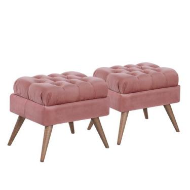 Imagem de Conj. 02 Pufe Decorativo Pé Palito Capitonê Gales - Due Decor, Velutto