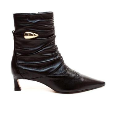 Imagem de Bota Couro Preto Cano Curto Cecconello 2639009-2, Preto, 36