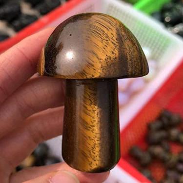 Imagem de Espécime de cristal curado olho de tigre estátua de cogumelo pedra natural quartzo aquário bruxaria decoração de quarto espiritual acessórios de decoração de casa como presente (cor: tamanho 48-58 mm