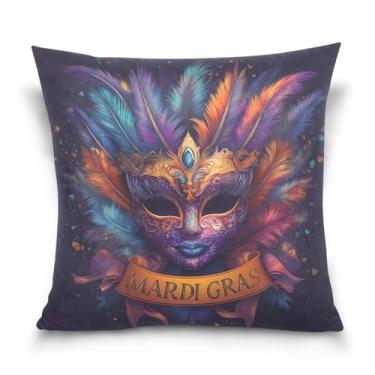 Imagem de Blueangle Capas de almofada de máscara colorida de carnaval - 50 x 50 cm, decoração de férias de fazenda para sofá de casa (204)