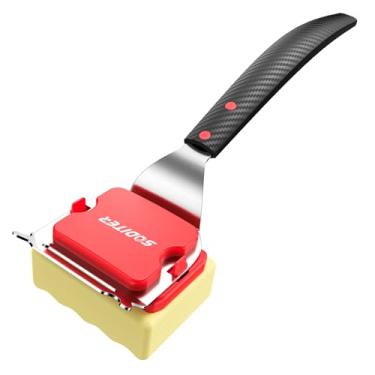 Imagem de SODITER Escova de grelha sem cerdas com raspador de limpeza, escova de grelha a vapor para churrasqueira externa, escova de limpeza segura para churrasqueira de cabeça substituível (duas cabeças de