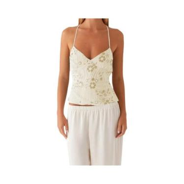 Imagem de Top Cropped Feminino Com Alças Finas E Lantejoulas, Estilo Fairycore, 