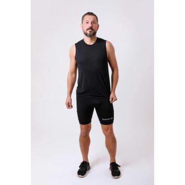 Imagem de Bermuda de Compressão Masculina Corrida com bolsos Poliamida Preta Run-Masculino