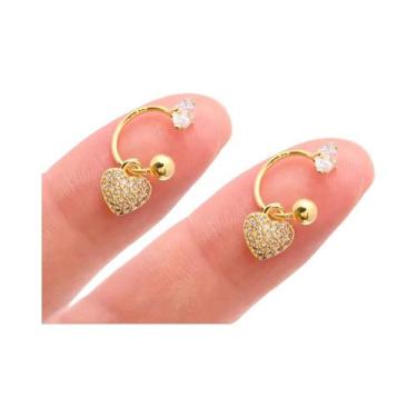 Imagem de Brincos Femininos De Aço Inoxidável Com Pingente De Coração E Cruz, Ar